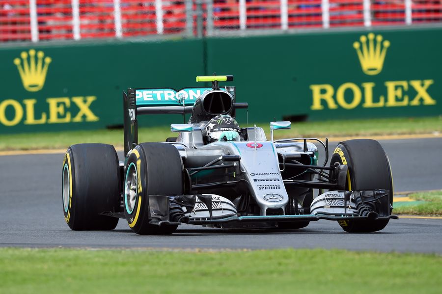 Nico Rosberg works hard to take a position back