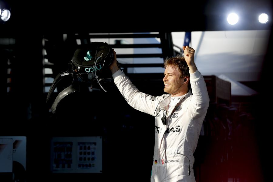 Nico Rosberg celebrates in Parc ferme