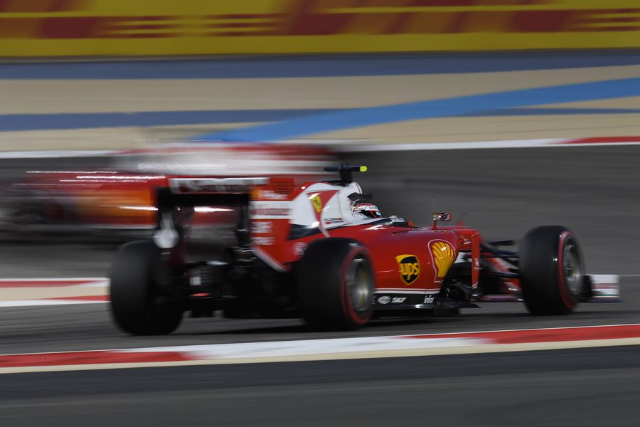 Kimi Raikkonen guides the Ferrari through a corner