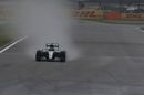 Nico Rosberg on track with wet tyres