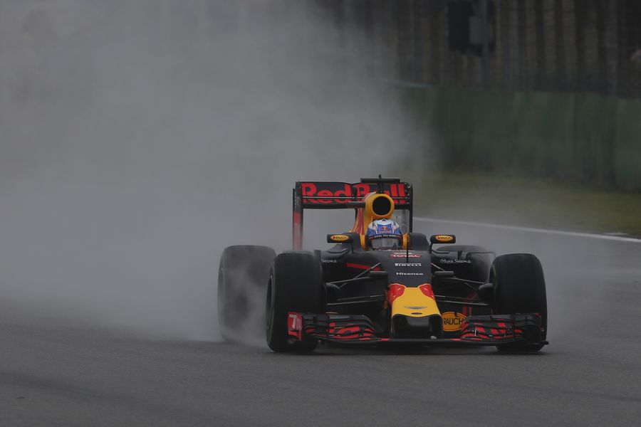 Daniel Ricciardo on wet track