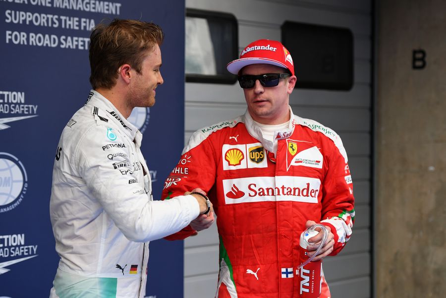 Nico Rosberg and Kimi Raikkonen in parc ferme