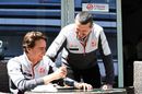 Esteban Gutierrez and Guenther Steiner at the paddock