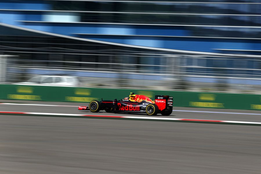 Daniil Kvyat at speed in the Red Bull