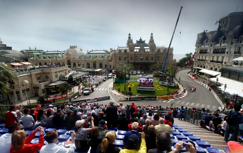 Crowds watch as Lewis Hamilton goes through Casino Square 