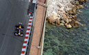 Mark Webber races past the harbour during the third practice session