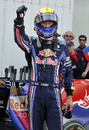 Mark Webber celebrates his second successive pole