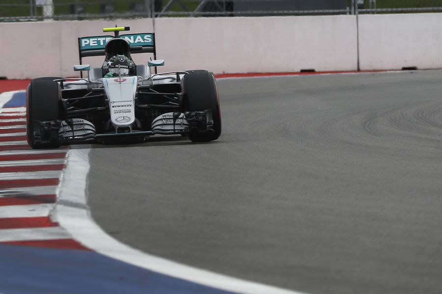 Nico Rosberg guides his Mercedes through the corner