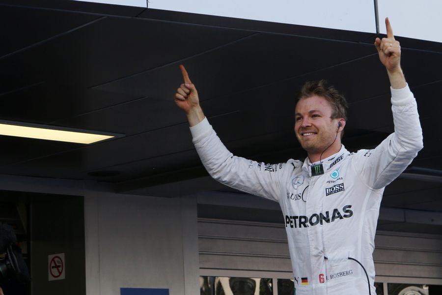 Nico Rosberg celebrates in parc ferme