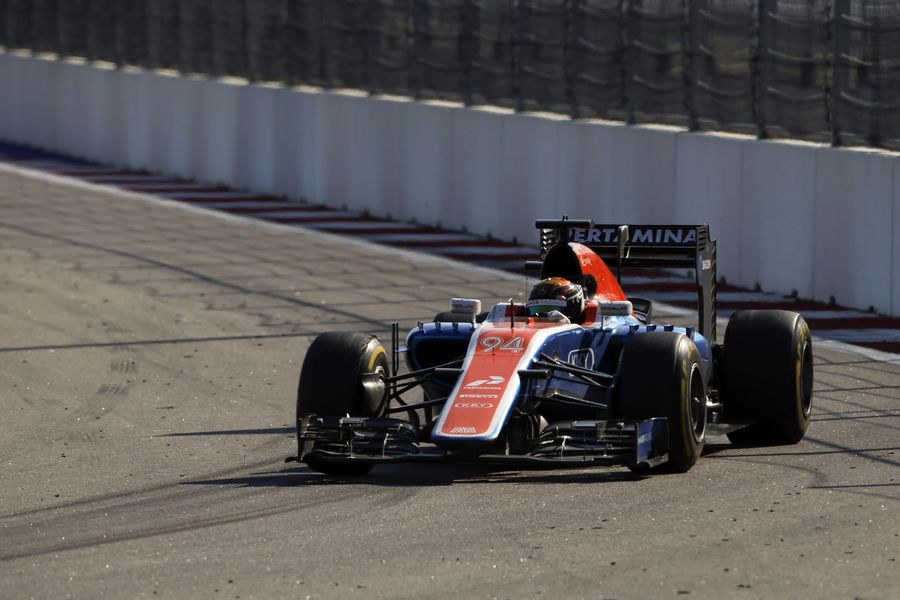 Pascal Wehrlein guides his Manor through the apex