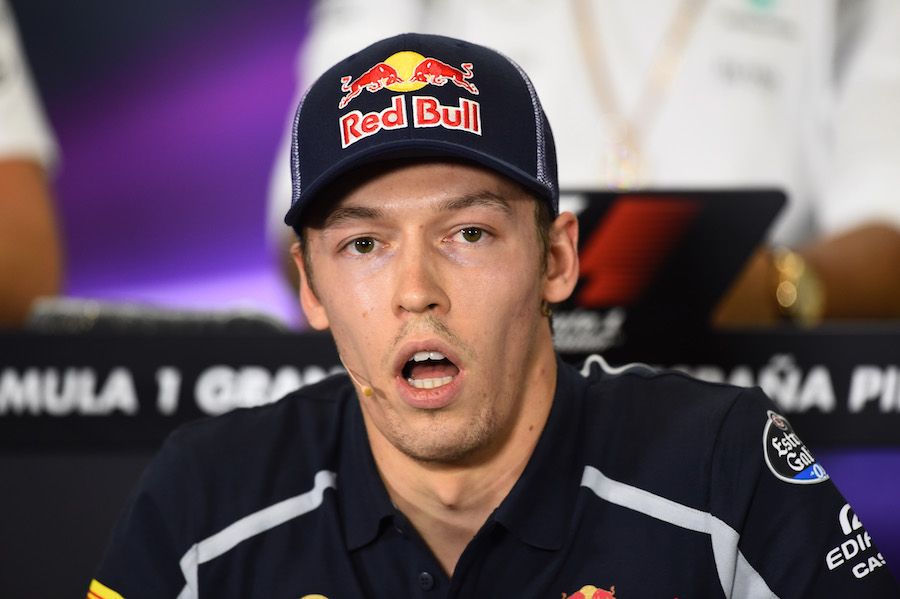 Daniil Kvyat answers questions from media in the press conference
