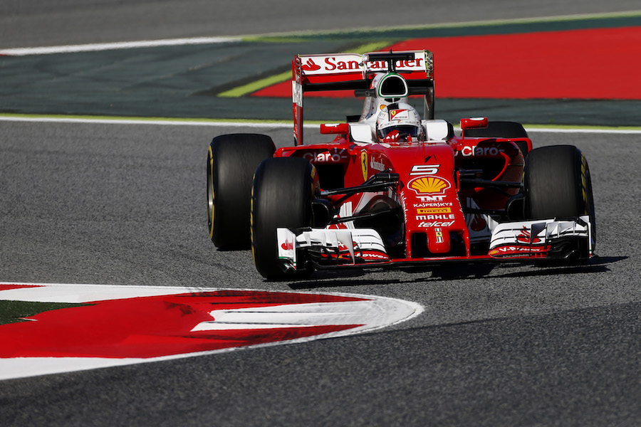 Sebastian Vettel enters a corner
