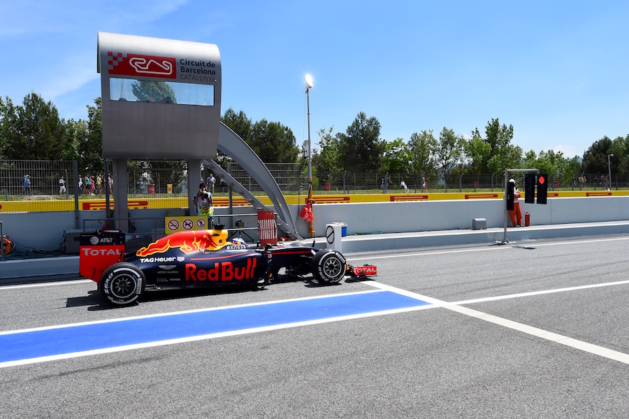 Daniel Ricciardo exits the pit lane