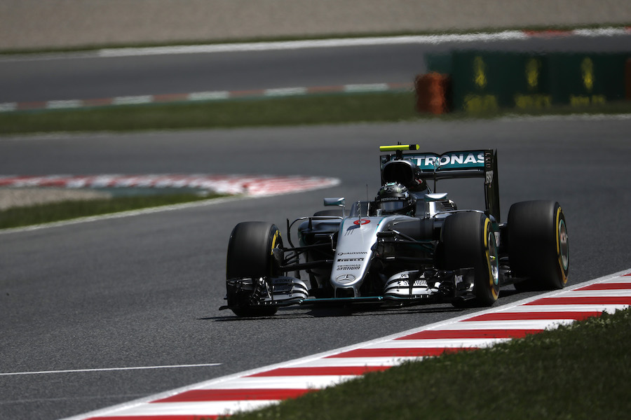 Nico Rosberg   on track in the Mercedes