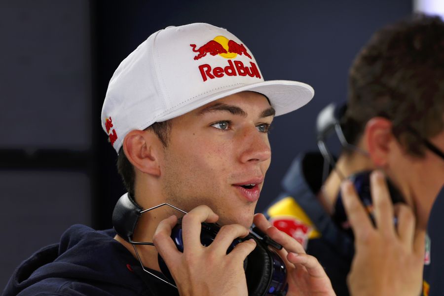 Pierre Gasly watches the test session