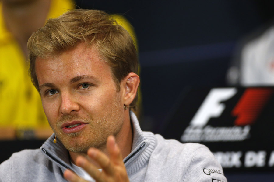 Nico Rosberg answers questions in the press conference