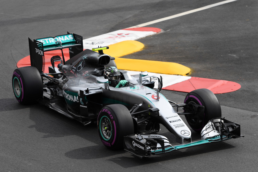 Nico Rosberg on track with ultrasoft tyres