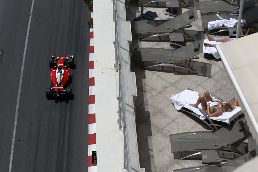 Sebastian Vettel runs through the Monte-Carlo