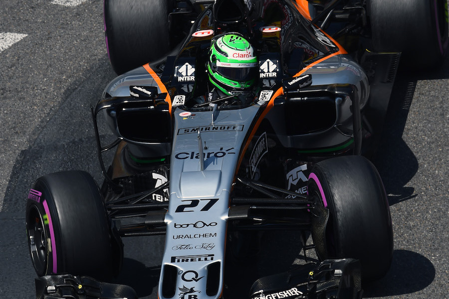 Nico Hulkenberg works on his program with Force India