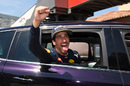 Daniel Ricciardo celebrates on his pole position