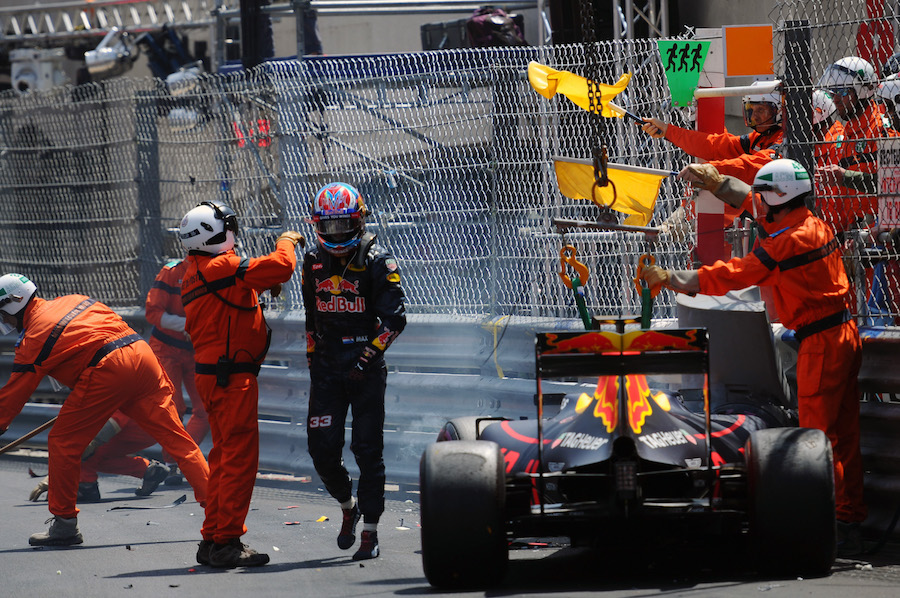 Max Verstappen crashed into the wall during qualifying