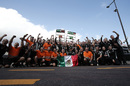 Sergio Perez celebrates with Force India