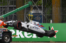 Felipe Massa's car is recovered after crashing in FP1