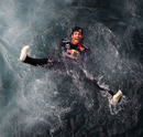 Mark Webber jumps in the Mediterranean