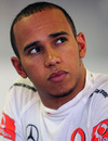 Lewis Hamilton in his McLaren garage