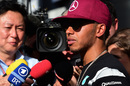Lewis Hamilton faces the press on Thursday