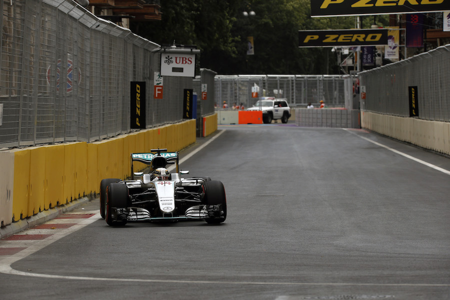 Lewis Hamilton approaches a corner