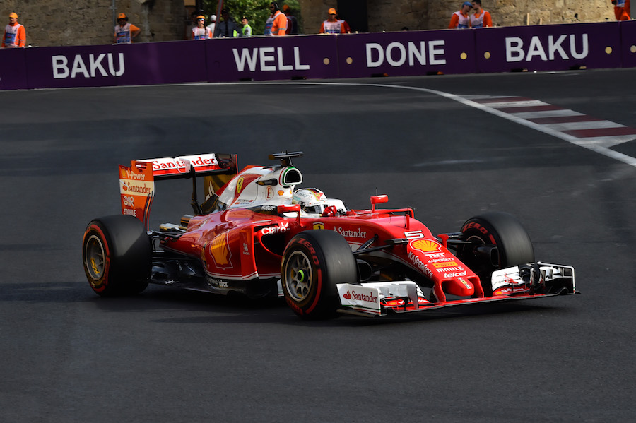 Sebastian Vettel pushes hard