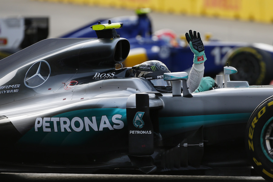 Nico Rosberg celebrates his win