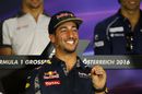 Daniel Ricciardo in relaxed mood during the press conference