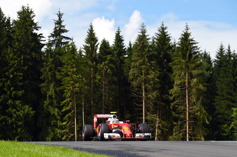 Kimi Raikkonen on track putting the ultrasoft tyres