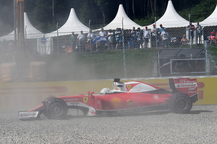 Sebastian Vettel spins into the gravel in FP2