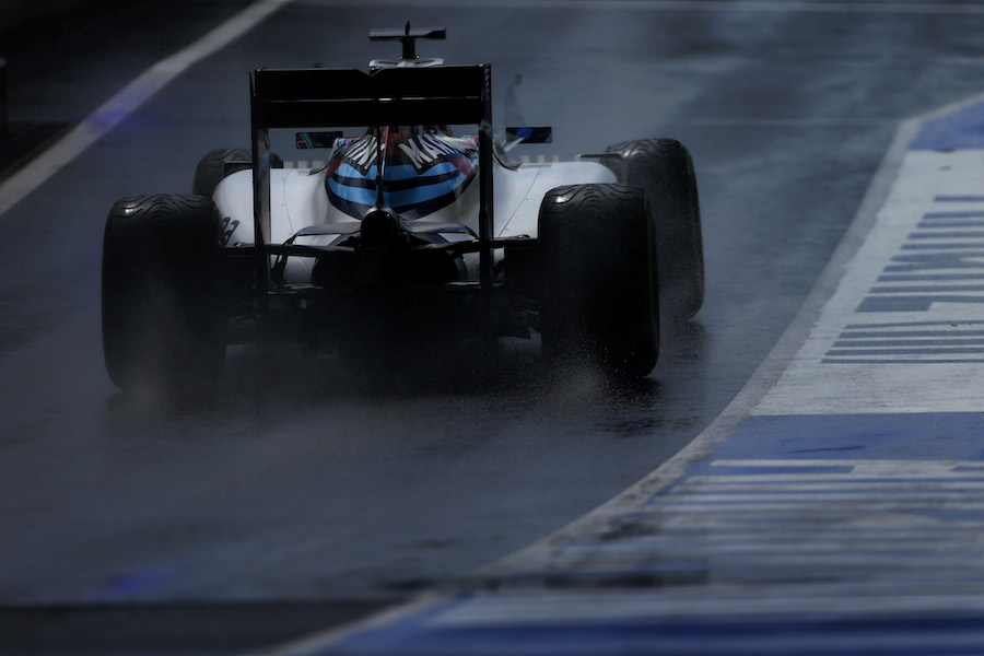 Felipe Massa on wet track in his Williams
