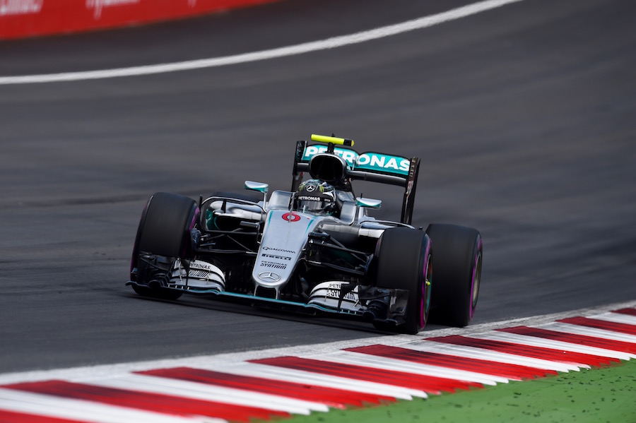 Nico Rosberg at speed in the Mercedes 