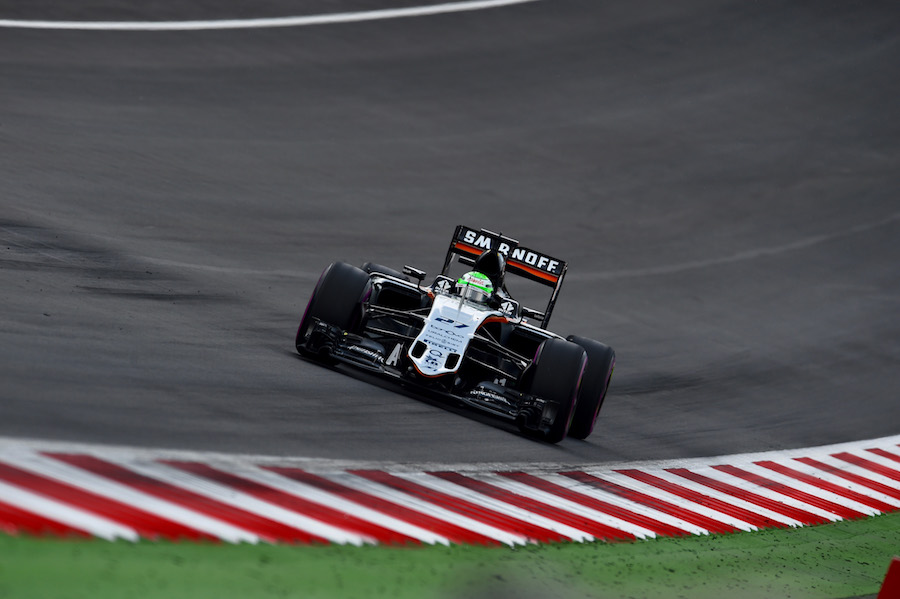 Nico Hulkenberg at speed in the Force India