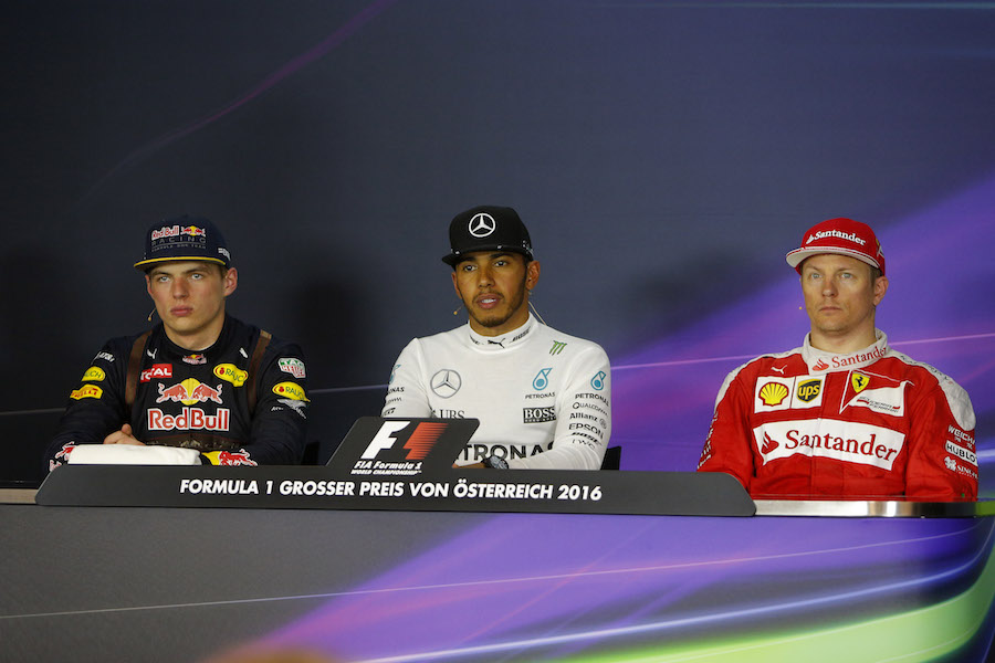 Top 3 drivers face media in the press conference after race