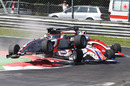 Nicola di Marco loses control at the first chicane of race 1 of the Formula Two Championship in Monza