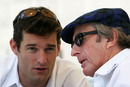 Mark Webber speaks to Jackie Stewart in the build-up to the 2005 US Grand Prix