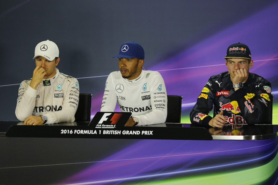 Top three drivers in the press conference after the race
