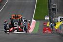 Sebastian Vettel faces an issue during the race