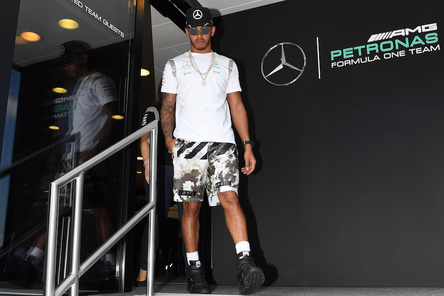 Lewis Hamilton in the paddock