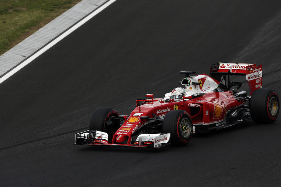 Sebastian Vettel at speed in the Ferrari