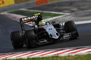 Sergio Perez on track with intermediate tyres
