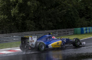 Felipe Nasr on the intermediate tyre