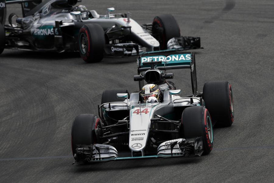 Lewis Hamilton leads his teammate Nico Rosberg