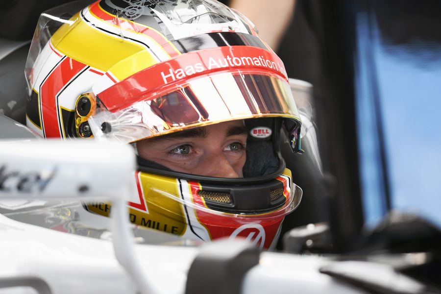 Charles Leclerc in the  Haas cockpit